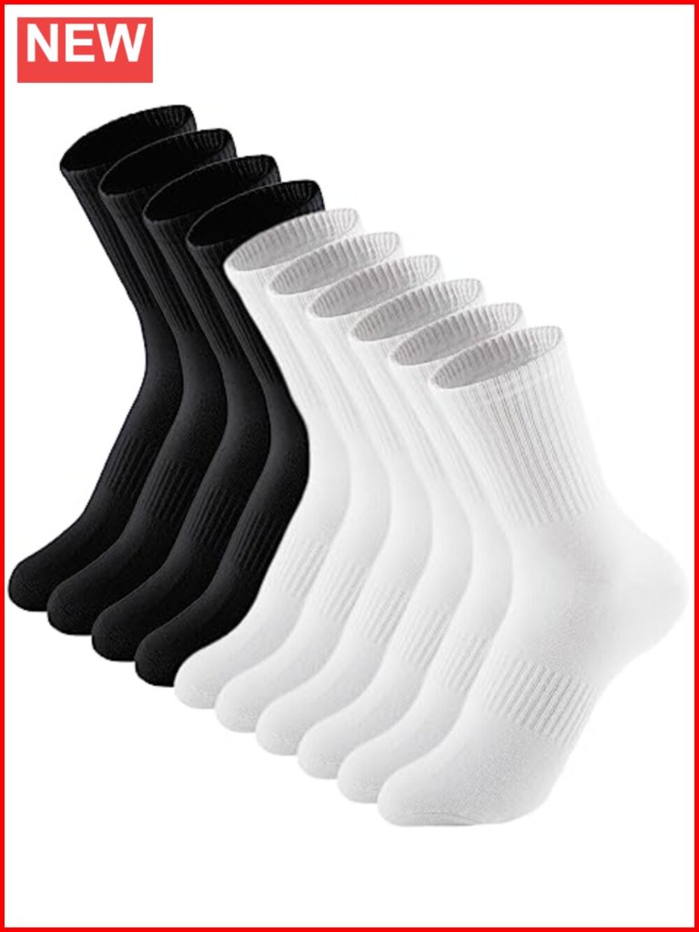 Womens Crew Socks Cotton Arch Support Athletic Gym Thin 5 Pairs